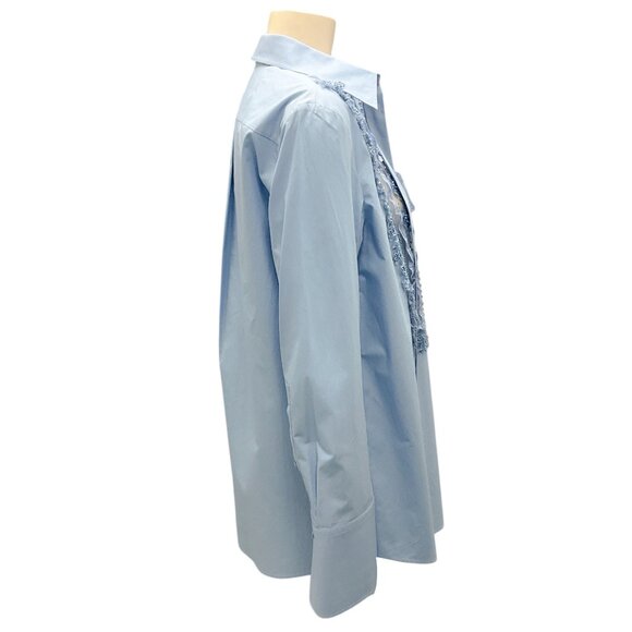 Valentino Blue 2022 Pussy-Bow Tailored Long-Sleeved Shirt - Picture 2 of 5